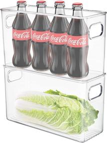 img 2 attached to 🥶 Yarlung 2 Pack Deep Refrigerator Organizing Bins: Clear Kitchen Storage Drawers for Fridge, Freezer, Cabinet