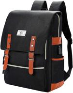 🎒 ronyes vintage laptop backpack for college & school - water resistant bookbags for women men, fits 15.6’’ laptops, usb charging port - black logo