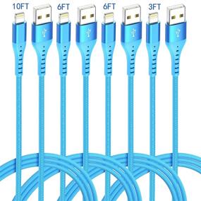 img 3 attached to 🔵 Xnewcable Цветной кабель Lightning для iPhone зарядное устройство [4-Pack 10/6/6/3ft] Сертифицированный Apple MFi длинный USB-кабель для зарядки для Apple зарядки, iPhone 12/11Pro/11/XS MAX/XR/X/8/7/6/6S/Plus, iPad Pro/Air/Mini (синий)