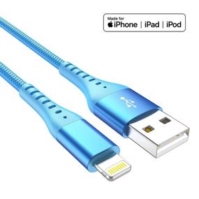 img 1 attached to 🔵 Xnewcable Цветной кабель Lightning для iPhone зарядное устройство [4-Pack 10/6/6/3ft] Сертифицированный Apple MFi длинный USB-кабель для зарядки для Apple зарядки, iPhone 12/11Pro/11/XS MAX/XR/X/8/7/6/6S/Plus, iPad Pro/Air/Mini (синий)