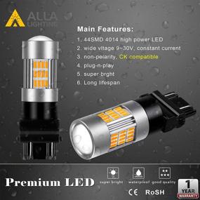 img 1 attached to Alla Lighting 3156 3157 LED Amber Yellow Turn Signal Lights, High Power 4014-SMD Blinker Lamps for T25 Wedge 3457 4157 3457NA 4157NA 5702NAK 3157A 3757 3056 3057 4057