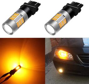 img 4 attached to Alla Lighting 3156 3157 LED Amber Yellow Turn Signal Lights, High Power 4014-SMD Blinker Lamps for T25 Wedge 3457 4157 3457NA 4157NA 5702NAK 3157A 3757 3056 3057 4057