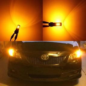 img 3 attached to Alla Lighting 3156 3157 LED Amber Yellow Turn Signal Lights, High Power 4014-SMD Blinker Lamps for T25 Wedge 3457 4157 3457NA 4157NA 5702NAK 3157A 3757 3056 3057 4057