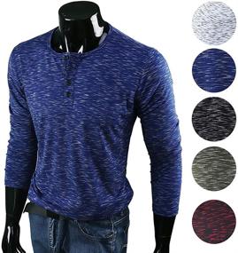 img 1 attached to 👕 Striped Sleeve Henley Shirts for Men's Clothing - FORBUSITE Shirts