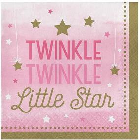 img 1 attached to 🌟 Whimsical Twinkle Twinkle Little Star Pink Party Bundle with 9" Plates (16) and Napkins (16)