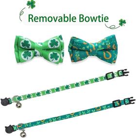 img 1 attached to 2 Pack of WINSHIDEN Kitten Collars with Bells - Cute Shamrock Design, Adjustable Safety Breakaway Collar (8-12 inch)