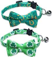 2 pack of winshiden kitten collars with bells - cute shamrock design, adjustable safety breakaway collar (8-12 inch) логотип