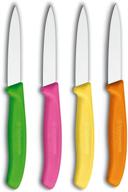 🔪 victorinox 4-piece set of 3.25 inch swiss classic paring knives - straight edge, spear point, 3.25", in vibrant pink/green/yellow/orange colors logo