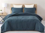 🛏️ chezmoi collection asher 3-piece heather jersey knit cotton comforter set – reversible, lightweight, super soft, & breathable bedding (queen, dark blue) logo