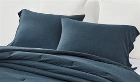 img 2 attached to 🛏️ Chezmoi Collection Asher 3-Piece Heather Jersey Knit Cotton Comforter Set – Reversible, Lightweight, Super Soft, & Breathable Bedding (Queen, Dark Blue)