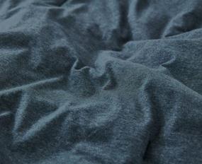 img 1 attached to 🛏️ Комплект постельного белья Chezmoi Collection Asher из хлопкового трикотажа с рукавами - 3 предмета. Обратимый, легкий, супер мягкий и дышащий (темно-синий, размер Queen)