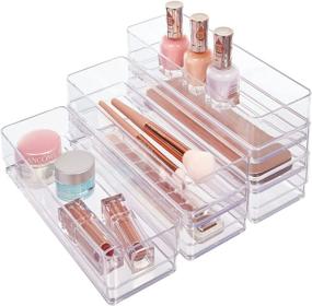 img 4 attached to 🗂️ Set of 6 STORi Clear Drawer Organizers - 9" x 3" x 2" Plastic