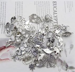 img 3 attached to 🎃 Spooktacular 100pcs Antiqued Silver Halloween Charms: Perfect for Jewelry Making, Craft Finding, Necklace, Bracelet, Earrings Making Supplies