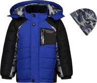 stay warm in style: london fog blocked puffer jacket for boys - jackets & coats logo