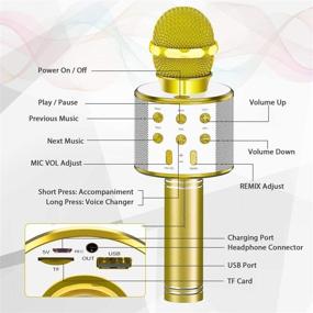 img 2 attached to 🎤 Идеальный подарок для детей: Беспроводной Bluetooth микрофон SUNY с динамиком и функцией записи (Золотой)