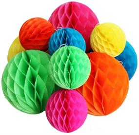 img 3 attached to 🌸 Vibrant MAMUNU 10 PCS Flower Ball Craft Kit: 5 Colorful 10 Inch & 6 Inch Honeycomb Tissue Paper Pom-poms - Perfect Wedding, Birthday & Baby Shower Decorations!