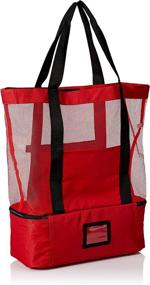 img 3 attached to 👜 Red Fashionable Beach Picnic Cooler Tote Bag, 12-Can Outdoor Mesh – Travelwell