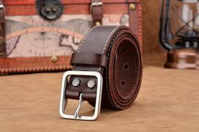 img 3 attached to Premium Quality Men's Genuine Leather Belts with Solid Brass Gold Buckle: Exquisite Top-Grain One Piece Leather Dress Casual Belts For Men