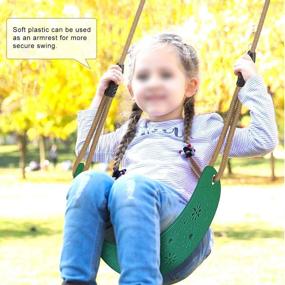 img 2 attached to 🪢 BeneLabel 2 Pack Heavy Duty Swing Seat: Playground Accessories with Carabiners, Adjustable Rope, 27.2" Seat Width, 600LB Weight Limit, Green Color