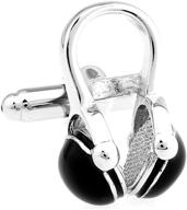 silver listening headphone headset cufflinks logo