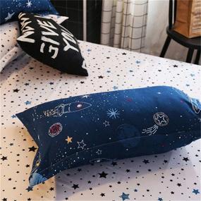 img 1 attached to 🌎 Carton Blue Planets Reversible Twin Duvet Cover Sets - Soft and Breathable, Ideal BeddingWish for Girls and Boys, with Hidden Zipper