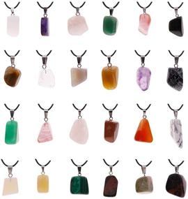 img 4 attached to 💎 60-Piece Healing Gemstone Pendants Charms Crystal Chakra Beads Necklace, Assorted Colors for Optimal Healing Effects