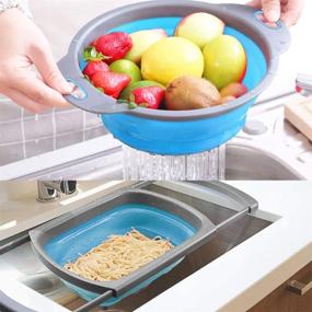 img 3 attached to 3-Packs Blue Silicone Kitchen Colander Set - Over The 🍲 Sink Collander, Veggies/Fruit Basket Strainers and Colanders, Pasta Strainer With Handle