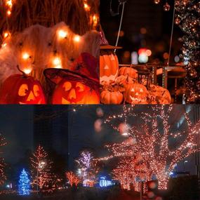 img 1 attached to 🎃 Waterglide 33ft 100 LED Halloween Orange String Lights - Battery Operated & Waterproof, 8 Light Modes, Timer & Remote Control - Ideal for Indoor/Outdoor Party Decorations - 2 Pack