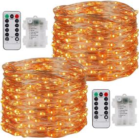 img 4 attached to 🎃 Waterglide 33ft 100 LED Halloween Orange String Lights - Battery Operated & Waterproof, 8 Light Modes, Timer & Remote Control - Ideal for Indoor/Outdoor Party Decorations - 2 Pack