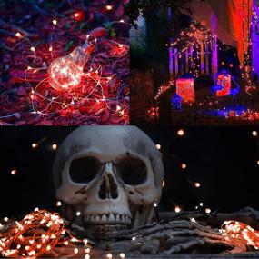 img 3 attached to 🎃 Waterglide 33ft 100 LED Halloween Orange String Lights - Battery Operated & Waterproof, 8 Light Modes, Timer & Remote Control - Ideal for Indoor/Outdoor Party Decorations - 2 Pack