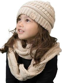 img 4 attached to Funky Junque Girls Boys Infinity Scarf Matching Hat and Beanie Tail Headwrap Bundle: Perfect Combination of Style and Warmth