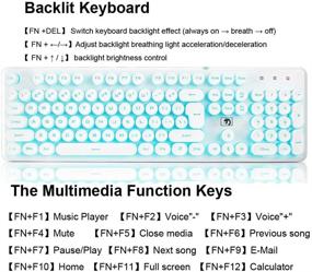 img 1 attached to 🖥️ Onlywe Rechargeable Keyboard and Mouse: 2.4G Wireless, Backlit Gaming Combo for Windows, Mac, and Linux (White Punk+Blue)