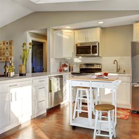 img 3 attached to 🍳 White Drop Leaf Breakfast Cart with 2 Stools for Casual Home