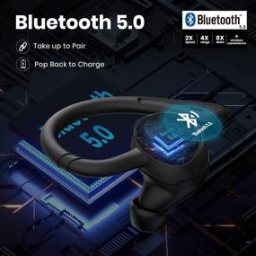 img 2 attached to 🎧 Беспроводные наушники dyplay Sports True - Водонепроницаемые IPX7, звук TWS стерео, Bluetooth 5.0 наушники с чехлом для зарядки и микрофоном - Спортивные наушники с 40-часовым временем воспроизведения для бега, тренировок в зале, фитнеса, упражнений