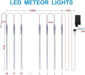 img 1 attached to Vikdio Meteor Shower Rain Lights: Waterproof Snowfall LED Lights for Wedding Christmas 🌟 Garden Tree Home Decor – 12 Spiral Tubes, 360 LEDs, 3.85m Lit Length, White