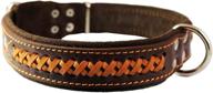 stylish genuine leather braided dog collar, brown 1.5&#34; wide - perfect fit for 17&#34;-22&#34; necks logo