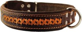 img 1 attached to Stylish Genuine Leather Braided Dog Collar, Brown 1.5&#34; Wide - Perfect Fit for 17&#34;-22&#34; Necks