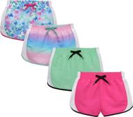 btween girls 4-piece performance dolphin shorts 🐬 with drawstring, ideal summer sports running shorts for kids logo