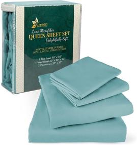 img 1 attached to 1800 Thread Count Super Soft Queen Bed Sheet Set, Spa Blue - GREEN LIFESTYLE Smooth and Silky Feel Microfiber, Breathable, Wrinkle and Stain Resistant Fabric, 4 Piece