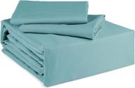 1800 thread count super soft queen bed sheet set, spa blue - green lifestyle smooth and silky feel microfiber, breathable, wrinkle and stain resistant fabric, 4 piece logo