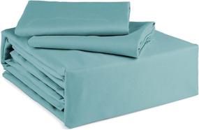 img 4 attached to 1800 Thread Count Super Soft Queen Bed Sheet Set, Spa Blue - GREEN LIFESTYLE Smooth and Silky Feel Microfiber, Breathable, Wrinkle and Stain Resistant Fabric, 4 Piece