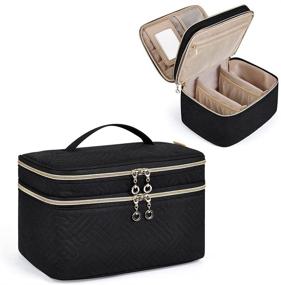 img 4 attached to BAGSMART Double-Layer Makeup Case: Organize Brushes, Palettes, and Toiletries in this Stylish Black Cosmetic Organizer Bag with Mirror