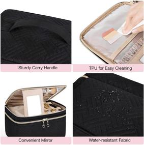 img 1 attached to BAGSMART Double-Layer Makeup Case: Organize Brushes, Palettes, and Toiletries in this Stylish Black Cosmetic Organizer Bag with Mirror