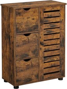 img 3 attached to 🏺 VASAGLE Rustic Brown Storage Cabinet with Drawers, Adjustable Shelves - Ideal for Living Room, Kitchen, Entryway