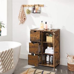 img 2 attached to 🏺 VASAGLE Rustic Brown Storage Cabinet with Drawers, Adjustable Shelves - Ideal for Living Room, Kitchen, Entryway