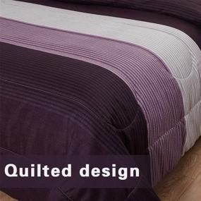 img 1 attached to Striped Comforter Set Queen (90x90 Inch), Reversible Stripe Colorblock Bedding - 3 Piece Soft Microfiber Down Alternative Set with 1 Comforter and 2 Pillowcases (Purple)