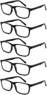 👓 high-quality black reading glasses: 5-pack spring hinge readers for men and women - exceptional value! logo