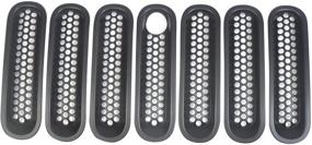 img 2 attached to 🔑 Bestong [Upgraded Version] 7-Piece Front Mesh Grille Insert Kit for Jeep Wrangler Rubicon Sahara JK 2007-2017 (Black, with Key Hole)