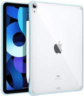 🔵 moko case for ipad air 4th gen 2020 - clear back cover with air-pillow edge bumper, sky blue - supports touch id & apple pencil 2 charging - fits ipad 10.9 logo