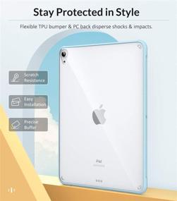 img 1 attached to 🔵 MoKo Case for iPad Air 4th Gen 2020 - Clear Back Cover with Air-Pillow Edge Bumper, Sky Blue - Supports Touch ID & Apple Pencil 2 Charging - Fits iPad 10.9